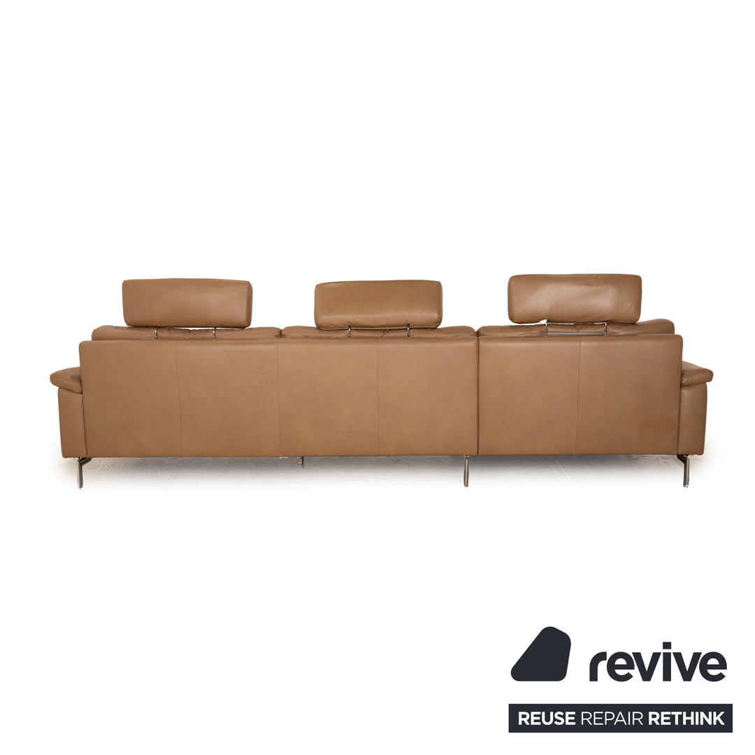 Ewald Schillig Concept Plus Leather Corner Sofa Beige Recamiere Lins Headrest Sofa Couch