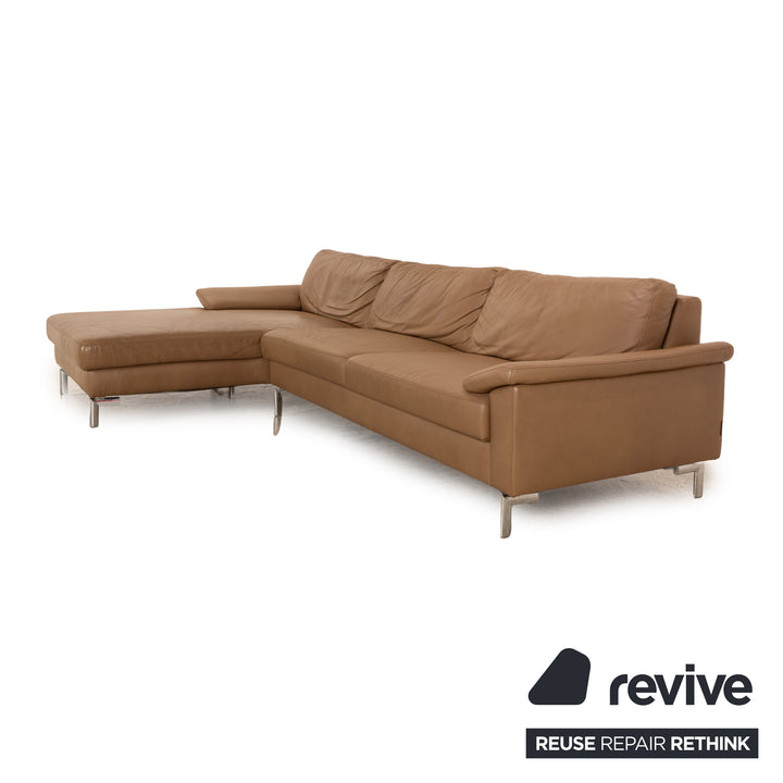 Ewald Schillig Concept Plus Leather Corner Sofa Beige Recamiere Lins Headrest Sofa Couch