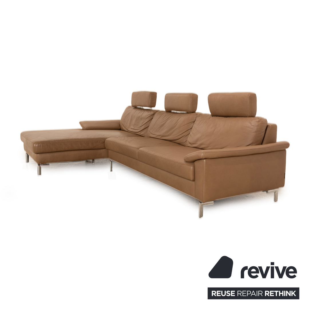 Ewald Schillig Concept Plus Leather Corner Sofa Beige Recamiere Lins Headrest Sofa Couch