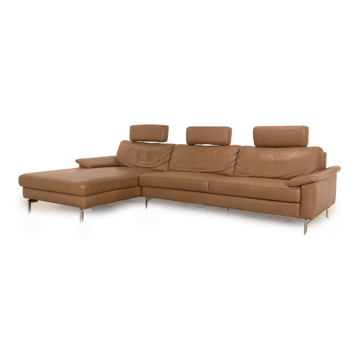 Ewald Schillig Concept Plus Leather Corner Sofa Beige Recamiere Lins Headrest Sofa Couch