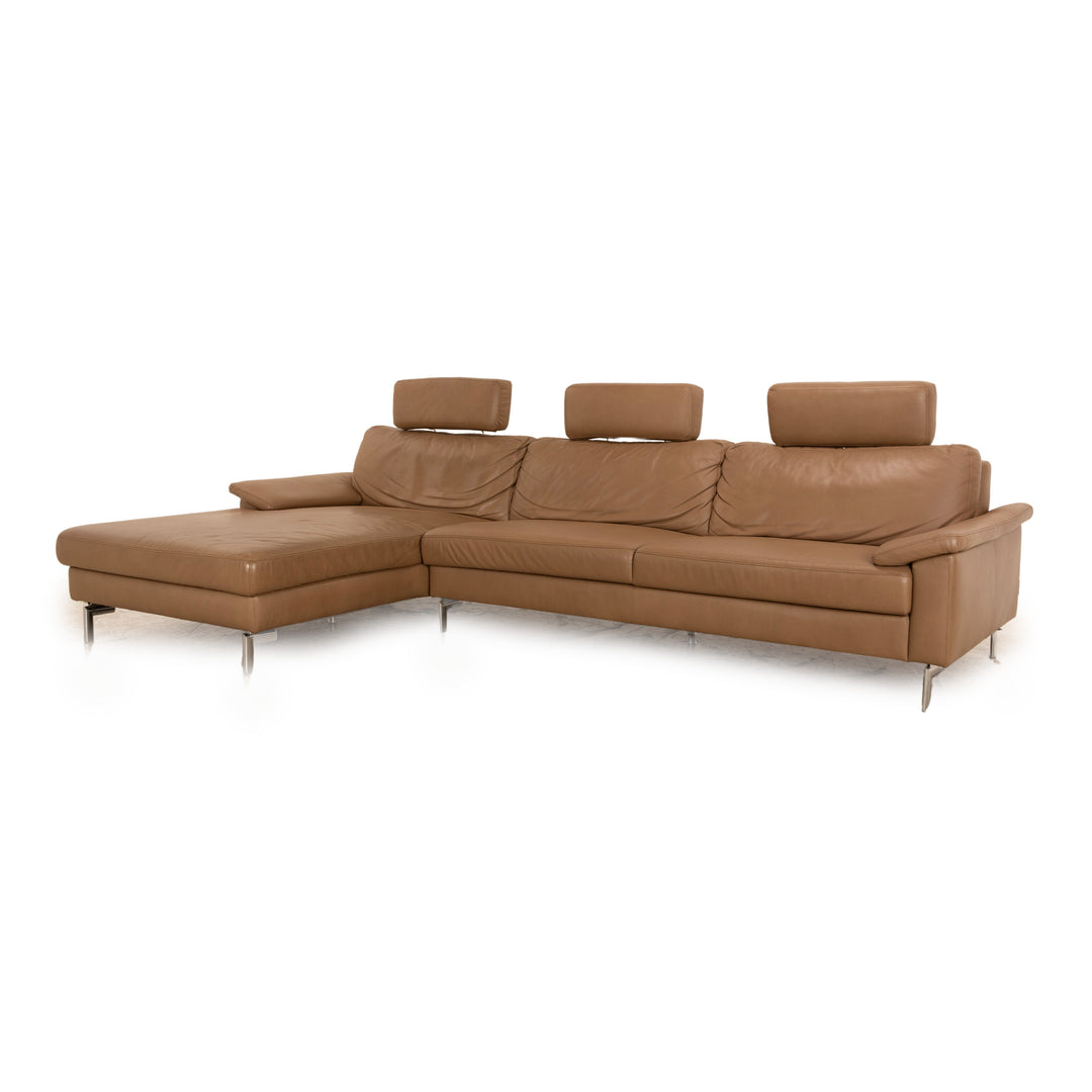 Ewald Schillig Concept Plus Leder Ecksofa Beige Recamiere Lins Kopfstütze Sofa Couch