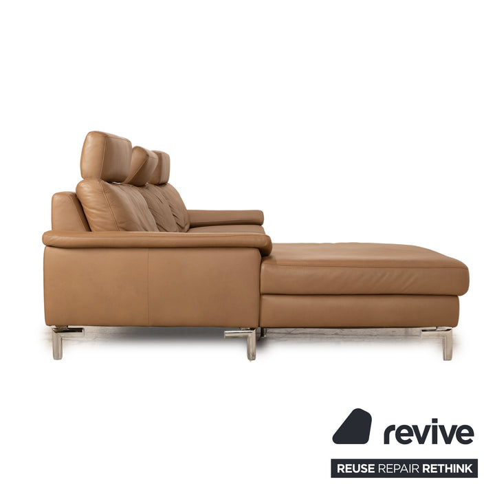 Ewald Schillig Concept Plus Leather Corner Sofa Beige Recamiere Lins Headrest Sofa Couch