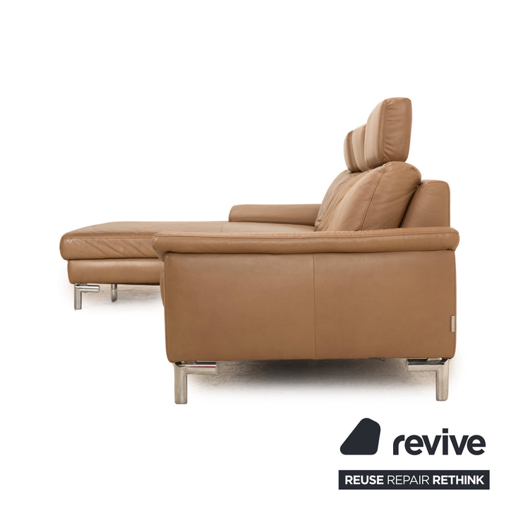 Ewald Schillig Concept Plus Leather Corner Sofa Beige Recamiere Lins Headrest Sofa Couch