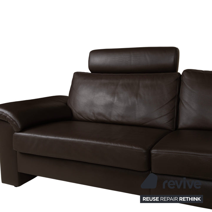 Ewald Schillig Concept Plus Leder Ecksofa Braun Sofa Couch manuelle Funktion Kopfstützen