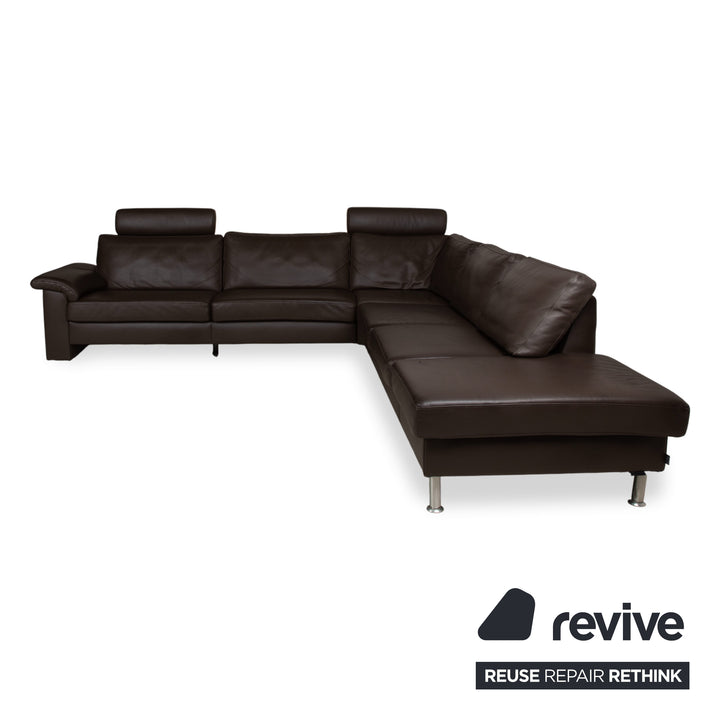 Ewald Schillig Concept Plus Leder Ecksofa Braun Sofa Couch manuelle Funktion Kopfstützen