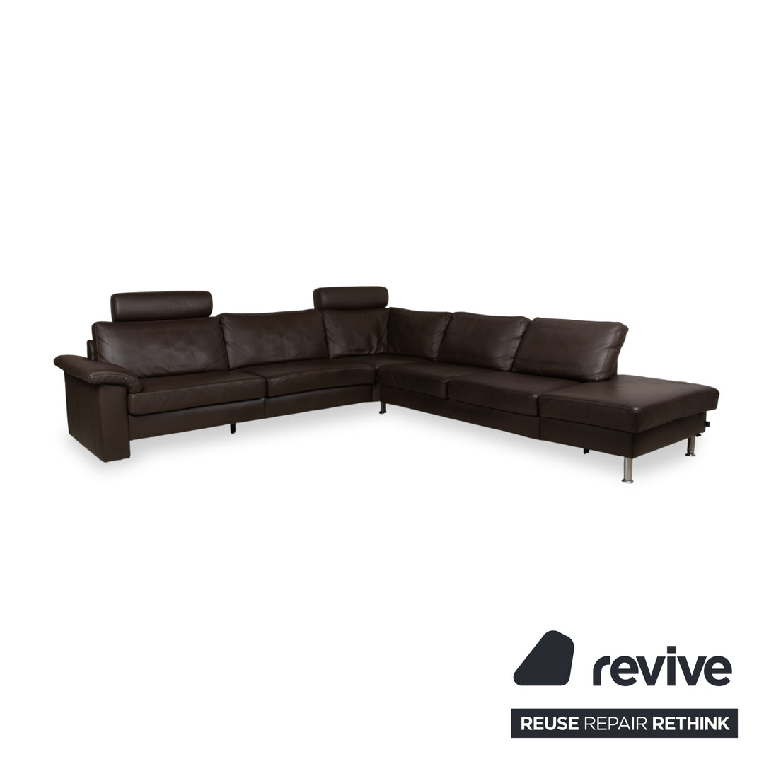 Ewald Schillig Concept Plus Leder Ecksofa Braun Sofa Couch manuelle Funktion Kopfstützen