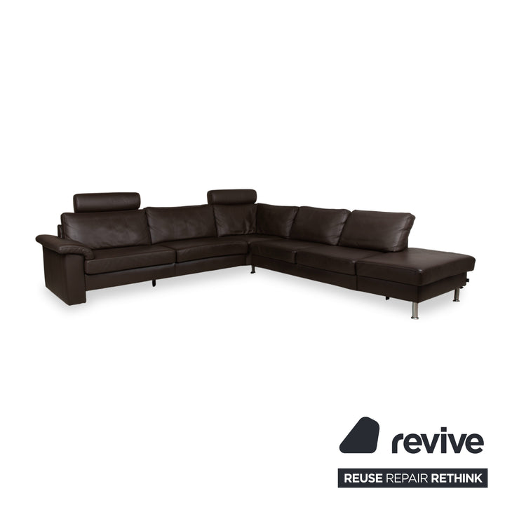 Ewald Schillig Concept Plus Leder Ecksofa Braun Sofa Couch manuelle Funktion Kopfstützen