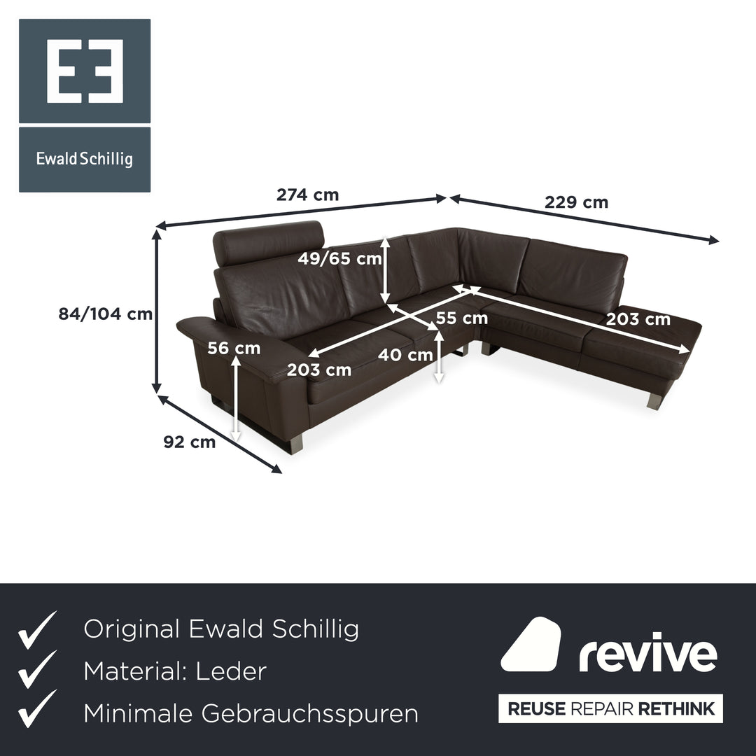 Ewald Schillig Concept Plus Leather Corner Sofa Brown Sofa Couch
