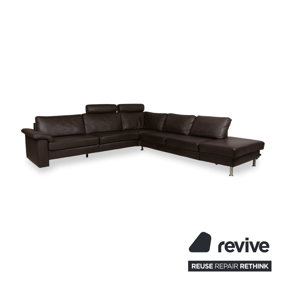 Ewald Schillig Concept Plus Leder Ecksofa Braun Sofa Couch manuelle Funktion Kopfstützen
