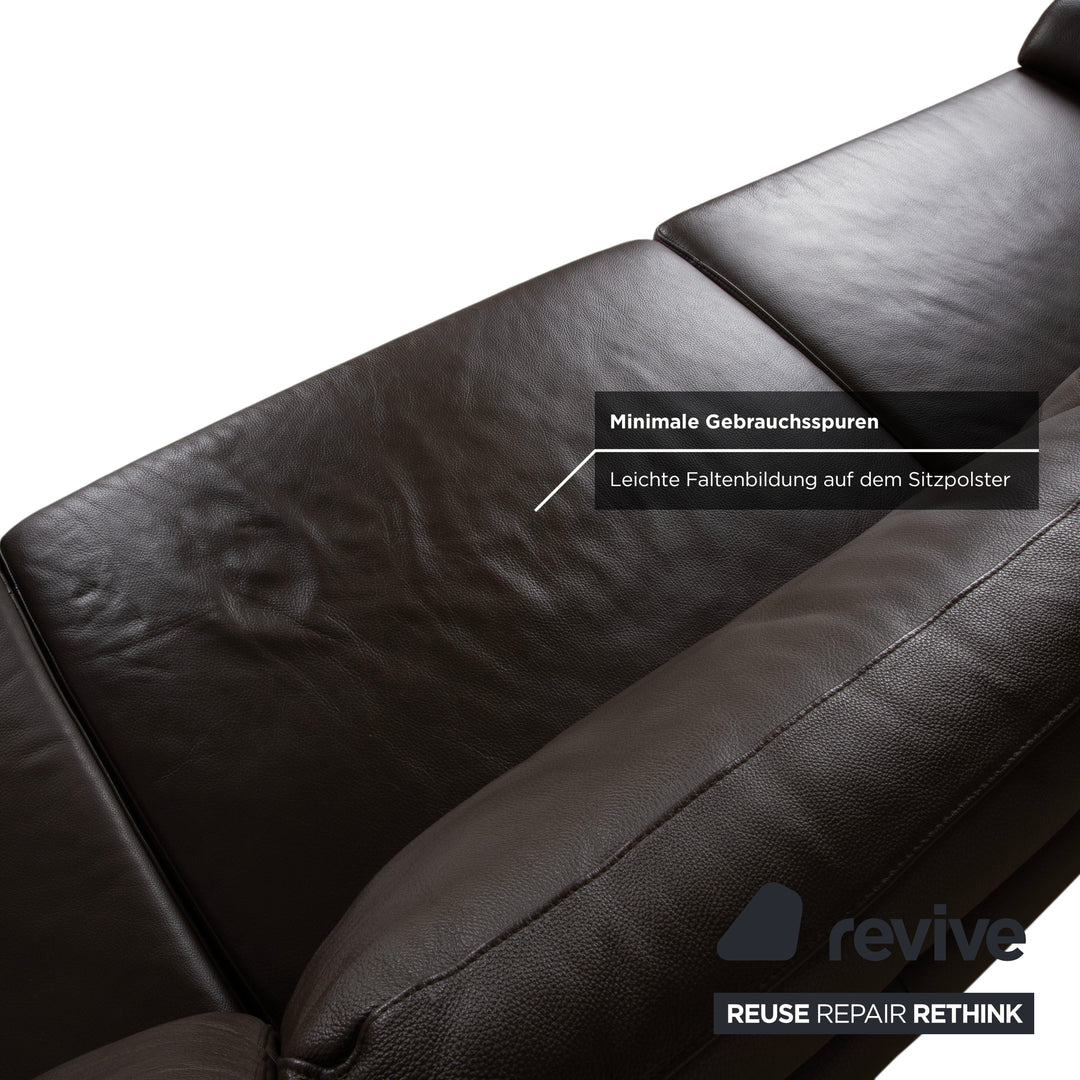 Ewald Schillig Concept Plus Leder Ecksofa Braun Sofa Couch manuelle Funktion Kopfstützen