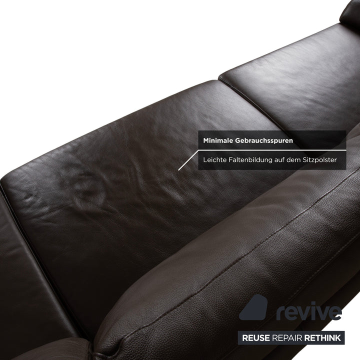 Ewald Schillig Concept Plus Leder Ecksofa Braun Sofa Couch manuelle Funktion Kopfstützen