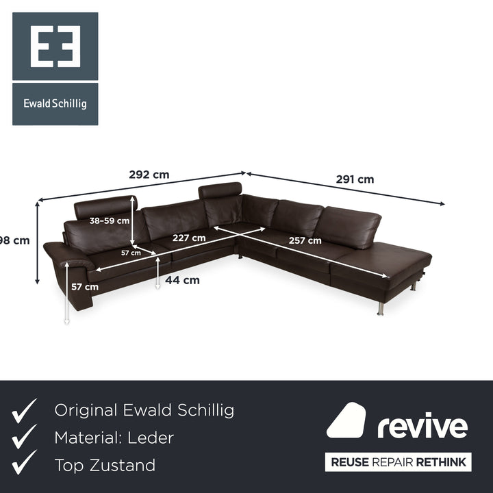 Ewald Schillig Concept Plus Leder Ecksofa Braun Sofa Couch manuelle Funktion Kopfstützen