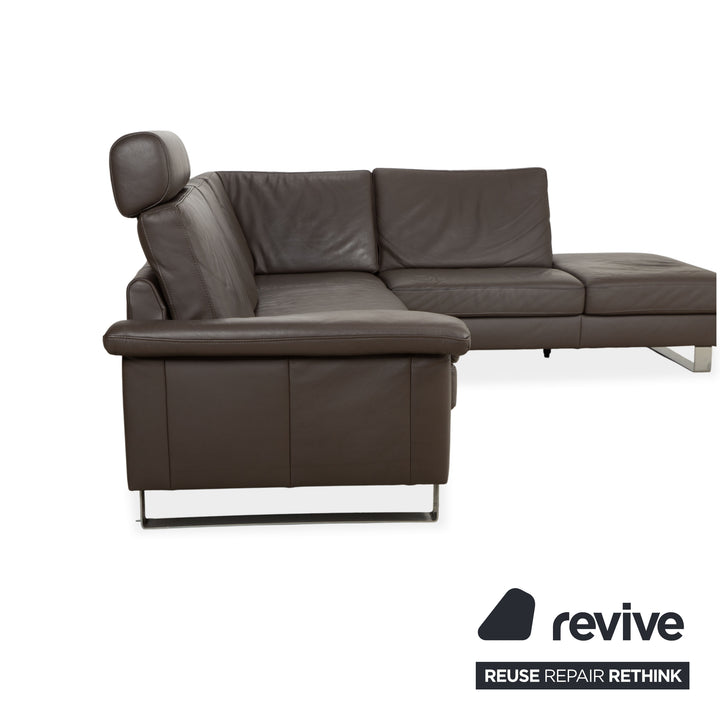 Ewald Schillig Concept Plus Leather Corner Sofa Brown Sofa Couch