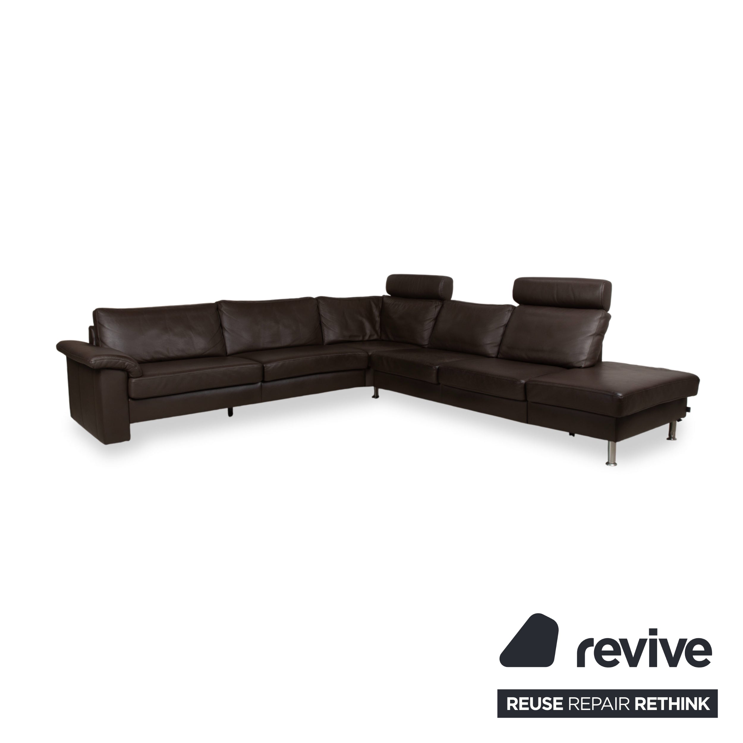 Ewald Schillig Concept Plus Leder Ecksofa Braun Sofa Couch manuelle Funktion Kopfstützen
