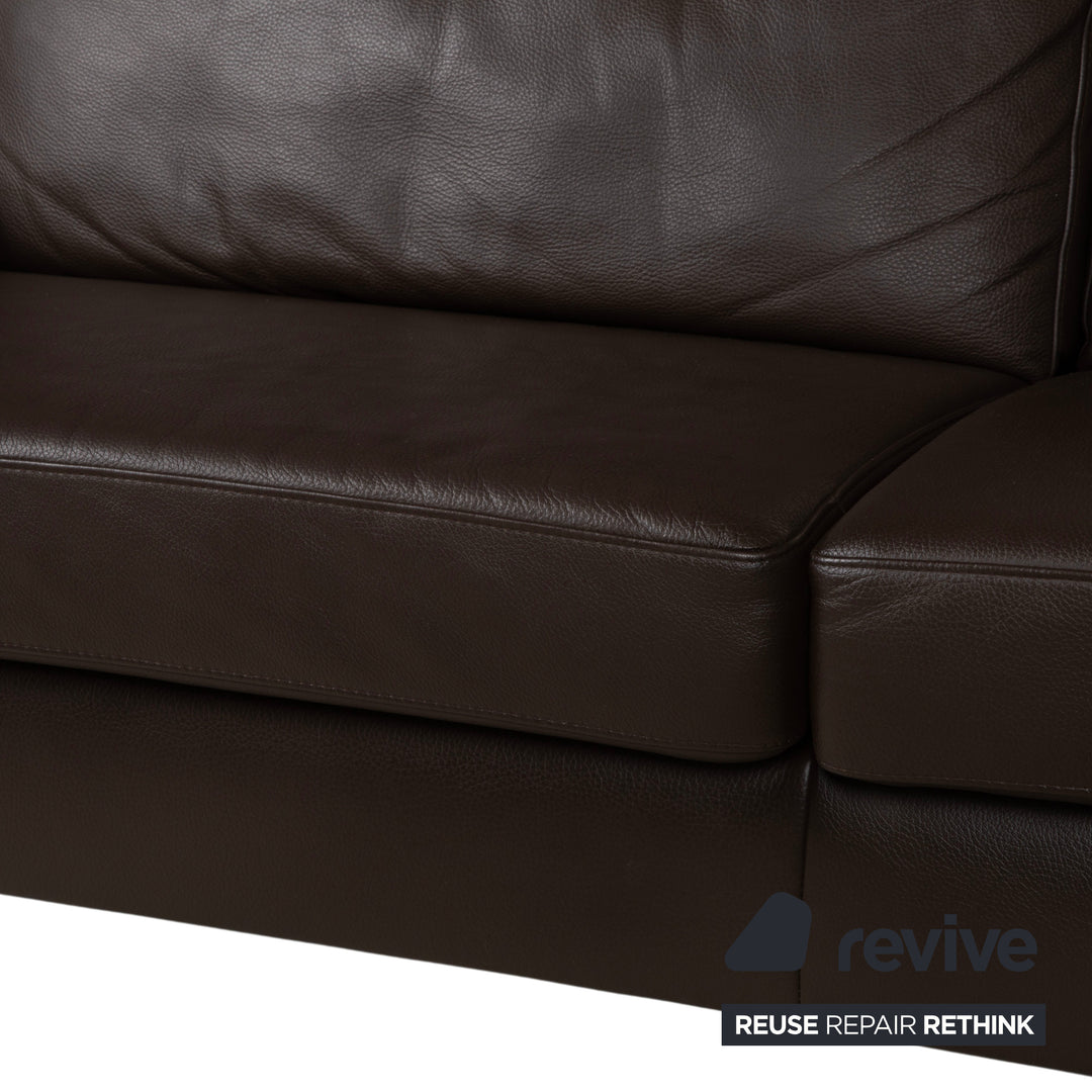 Ewald Schillig Concept Plus Leder Ecksofa Braun Sofa Couch manuelle Funktion Kopfstützen