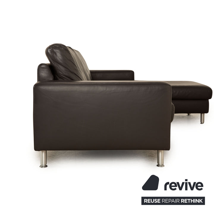 Ewald Schillig Concept Plus leather corner sofa dark brown chaise longue right