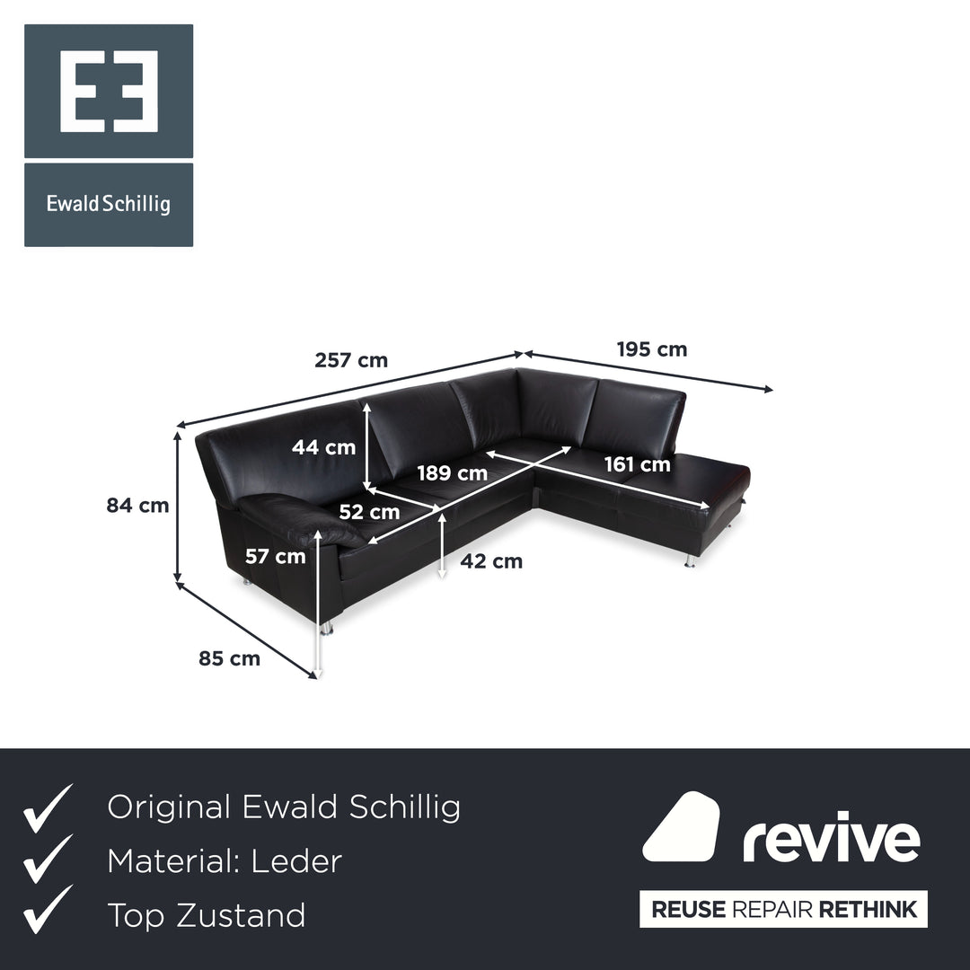 Ewald Schillig Concept Plus Leder Ecksofa Schwarz Sofa Couch manuelle Funktion Kopfstützen