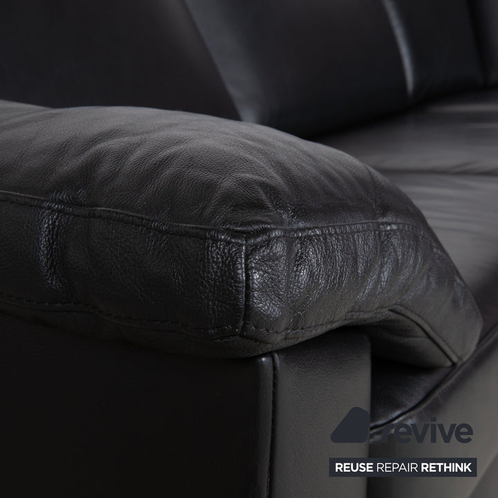 Ewald Schillig Concept Plus Leder Ecksofa Schwarz Sofa Couch manuelle Funktion Kopfstützen