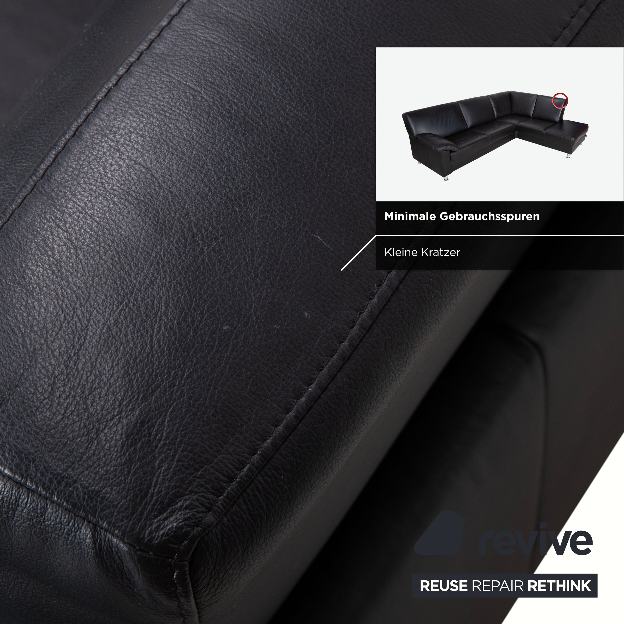 Ewald Schillig Concept Plus Leder Ecksofa Schwarz Sofa Couch manuelle Funktion Kopfstützen