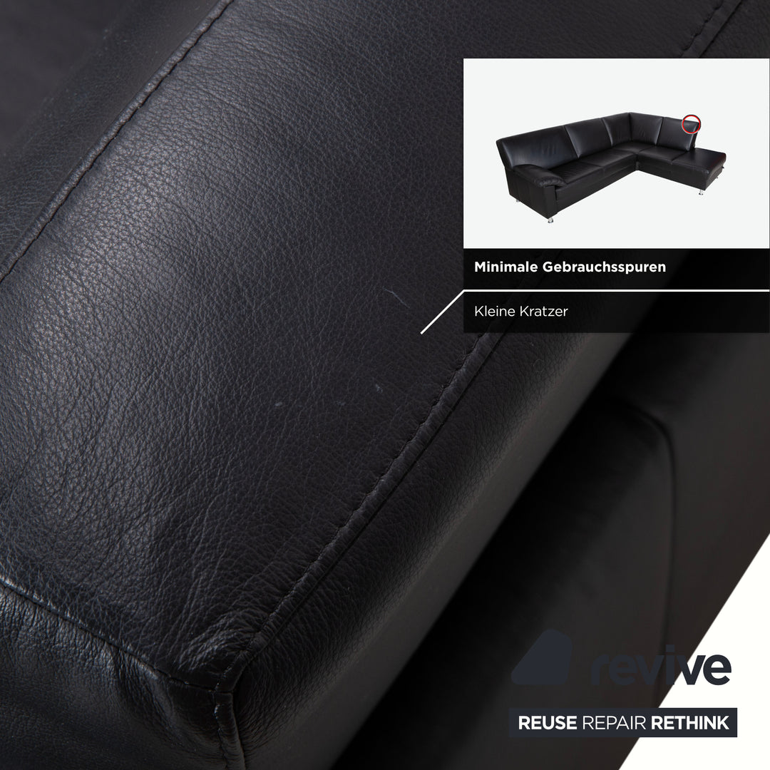 Ewald Schillig Concept Plus Leder Ecksofa Schwarz Sofa Couch manuelle Funktion Kopfstützen