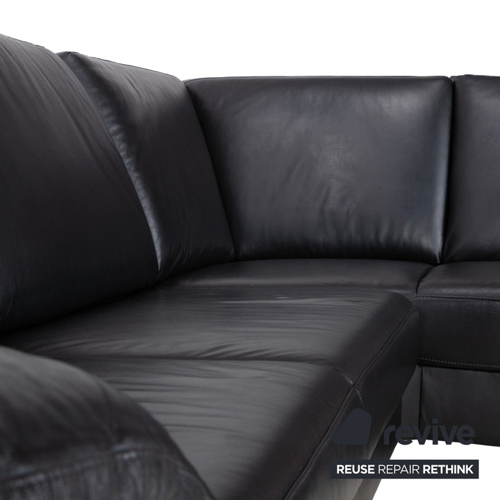 Ewald Schillig Concept Plus Leder Ecksofa Schwarz Sofa Couch manuelle Funktion Kopfstützen