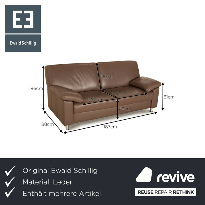 Ewald Schillig Concept Plus Leder Sofa Garnitur Braun Taupe 2x Dreisitzer