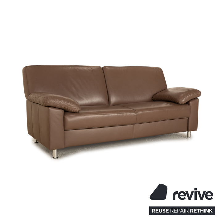 Ewald Schillig Concept Plus Leder Sofa Garnitur Braun Taupe 2x Dreisitzer