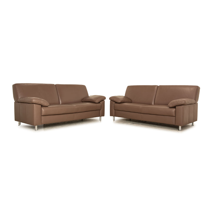 Ewald Schillig Concept Plus Leder Sofa Garnitur Braun Taupe 2x Dreisitzer