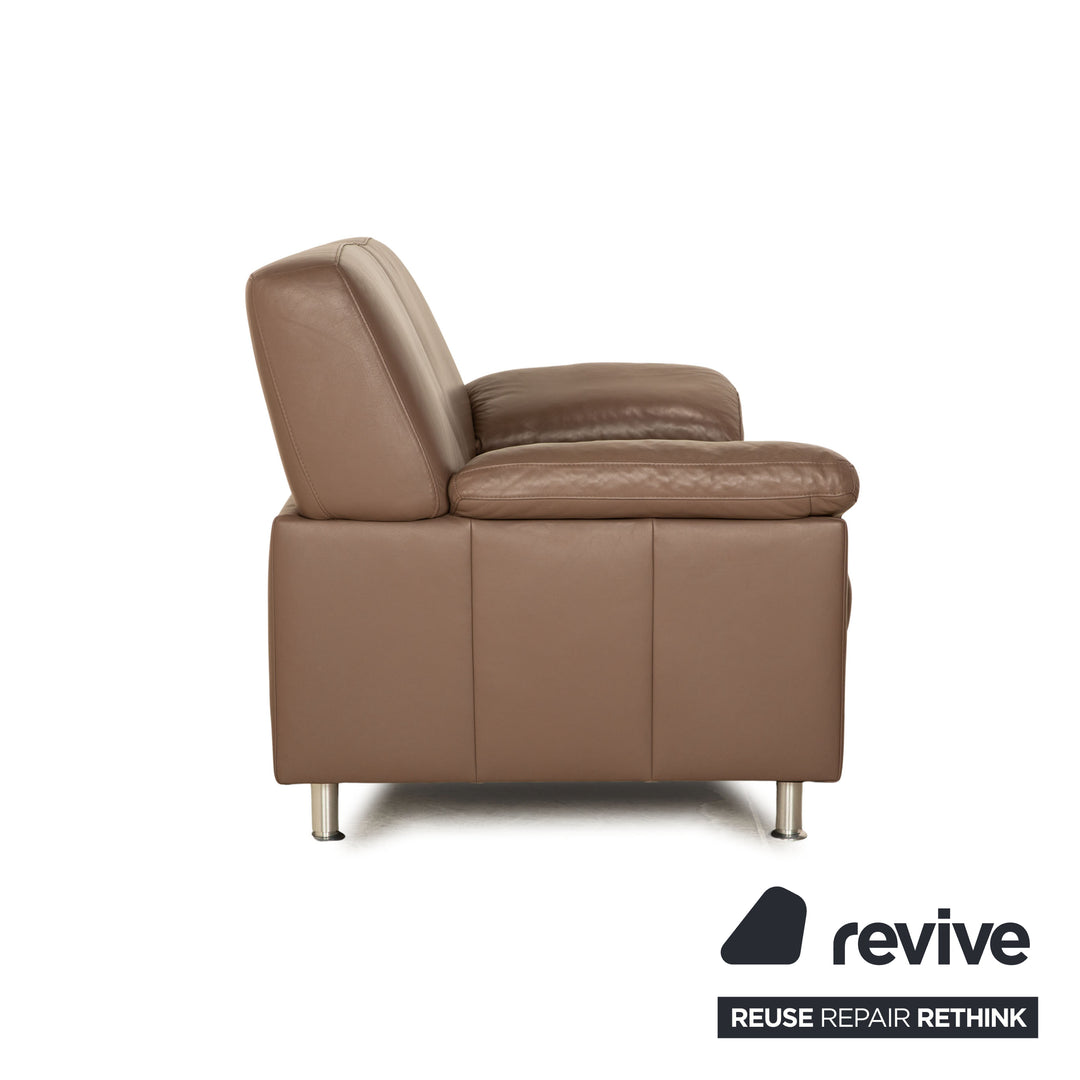 Ewald Schillig Concept Plus Leder Sofa Garnitur Braun Taupe 2x Dreisitzer
