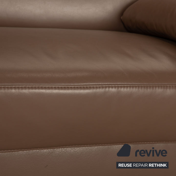 Ewald Schillig Concept Plus Leder Sofa Garnitur Braun Taupe 2x Dreisitzer
