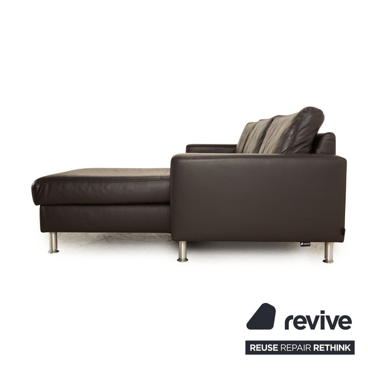 Ewald Schillig Concept Plus Leder Sofa Garnitur Dunkelbraun Ecksofa  Recamiere Rechts