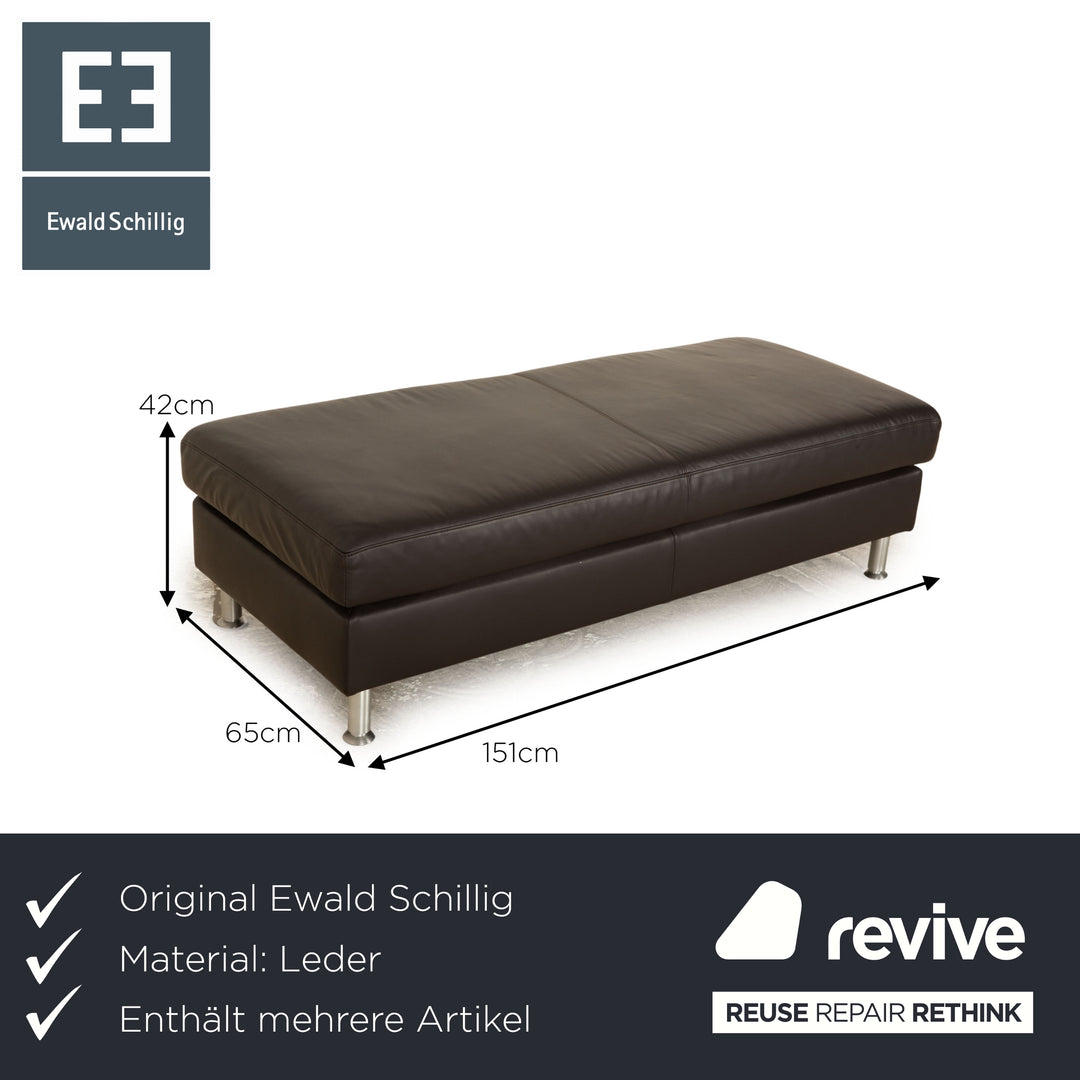 Ewald Schillig Concept Plus Leder Sofa Garnitur Dunkelbraun Ecksofa  Recamiere Rechts