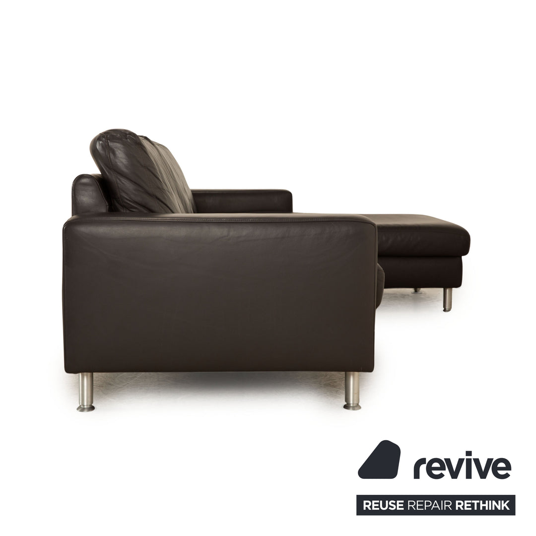 Ewald Schillig Concept Plus Leder Sofa Garnitur Dunkelbraun Ecksofa  Recamiere Rechts