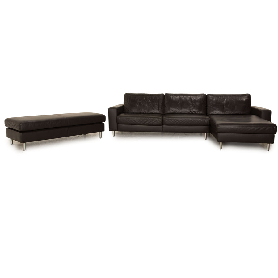 Ewald Schillig Concept Plus Leder Sofa Garnitur Dunkelbraun Ecksofa  Recamiere Rechts