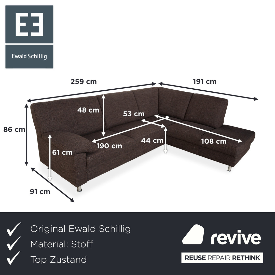 Ewald Schillig Concept Plus Fabric Corner Sofa Brown Grey Sofa Couch