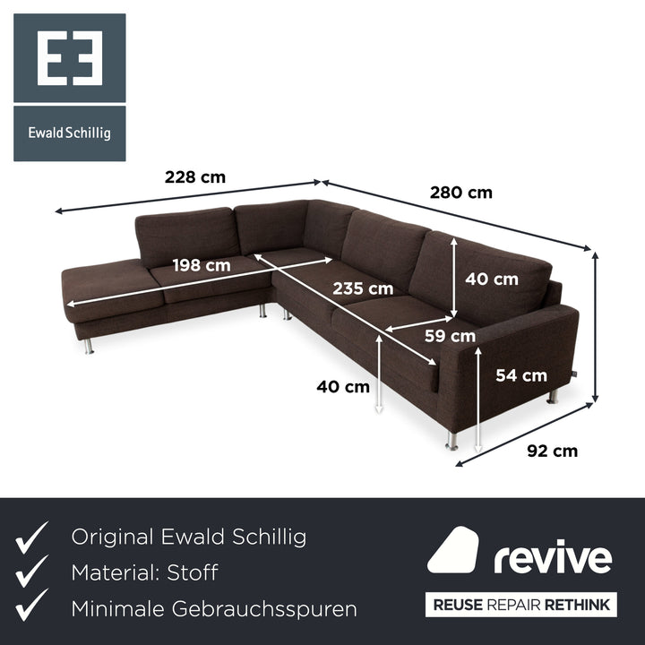Canapé d'angle en tissu Ewald Schillig Concept Plus marron gris