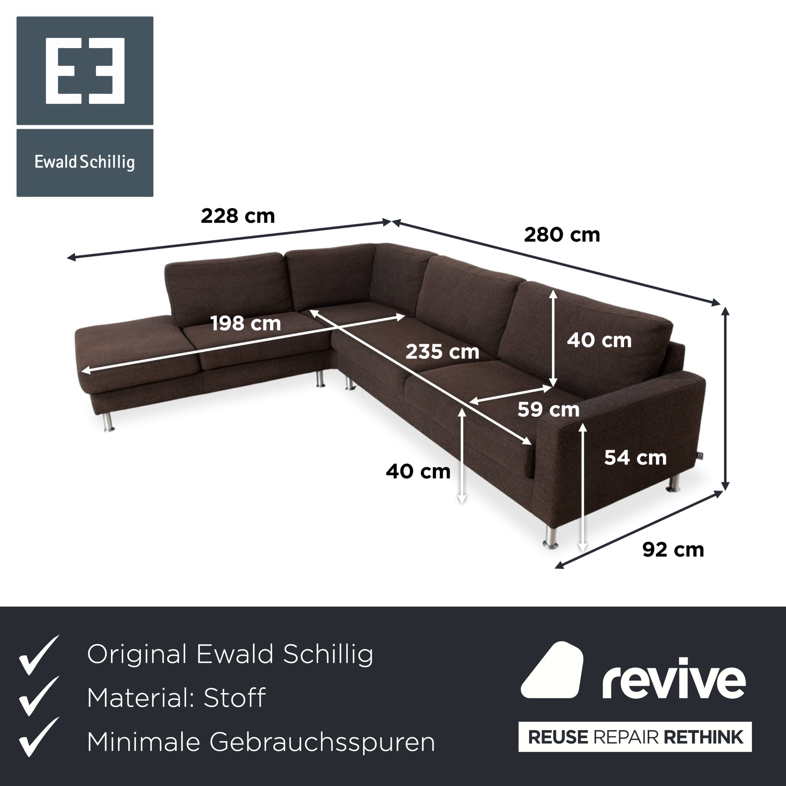 Ewald Schillig Concept Plus Stoff Ecksofa Braun Grau Sofa Couch