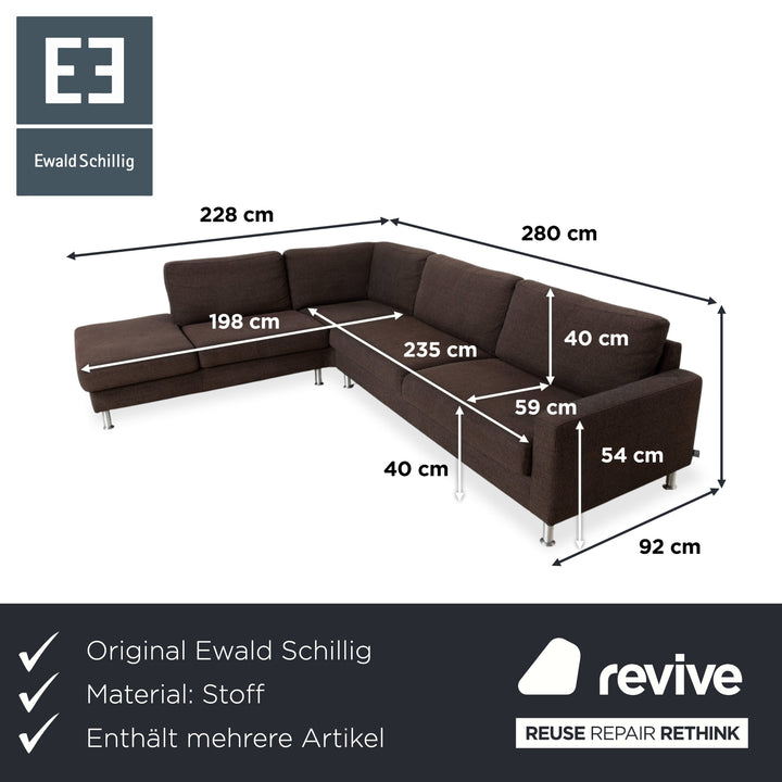 Ewald Schillig Concept Plus Stoff Garnitur Ecksofa Hocker Braun Grau Sofa Couch