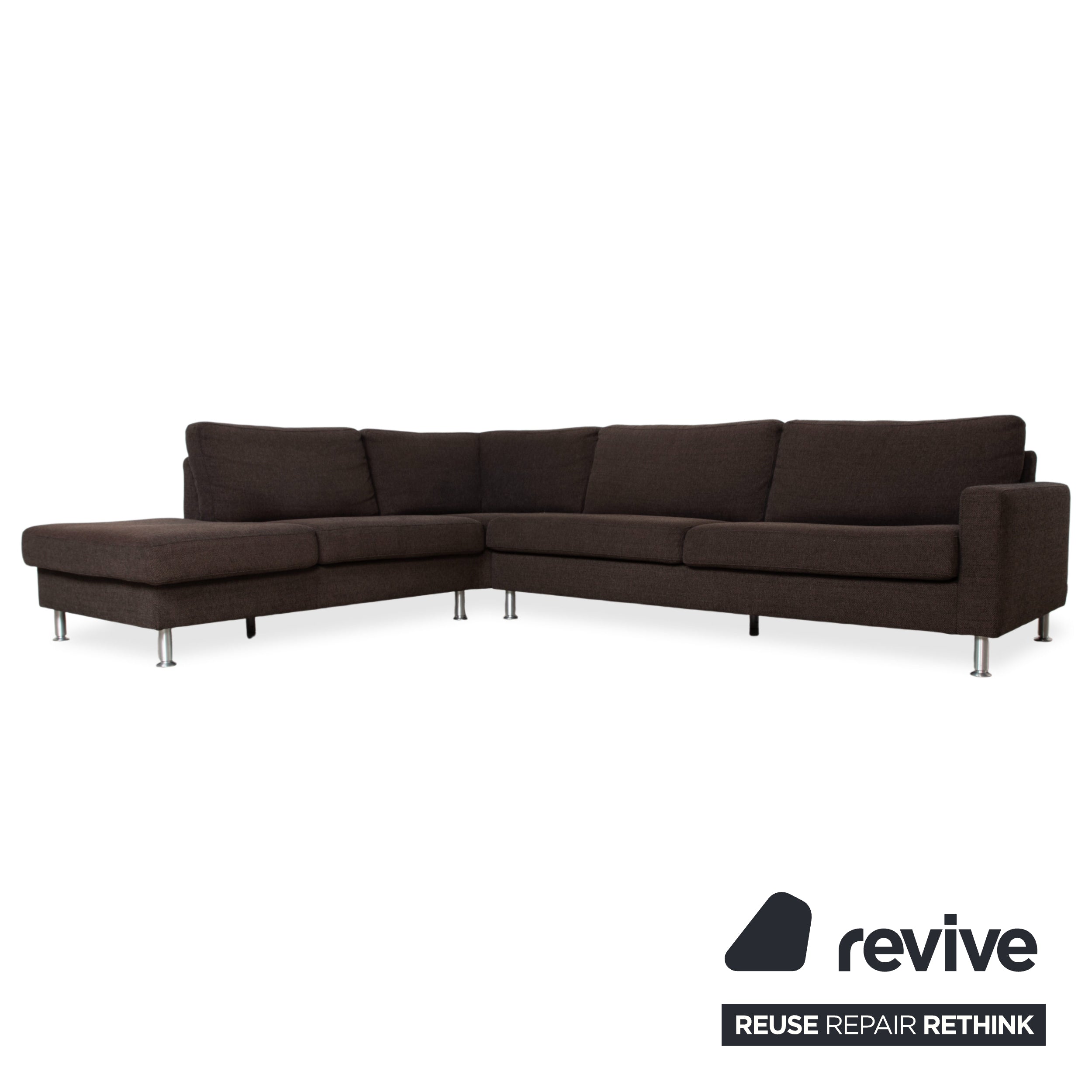 Ewald Schillig Concept Plus Ensemble en tissu Canapé d'angle Pouf Marron Gris Canapé