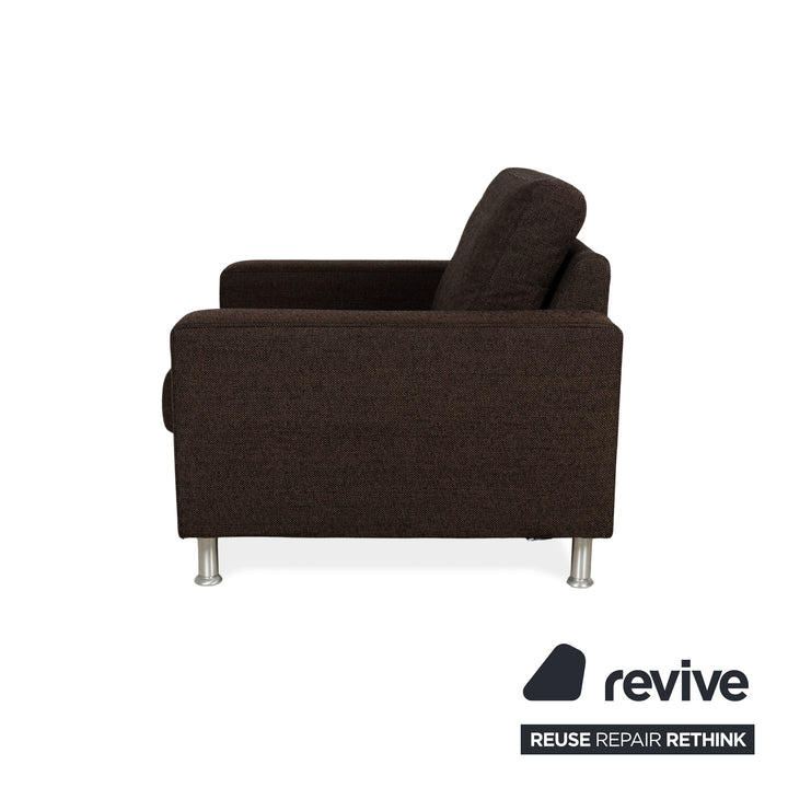 Fauteuil en tissu Concept Plus Ewald Schillig avec tabouret noir