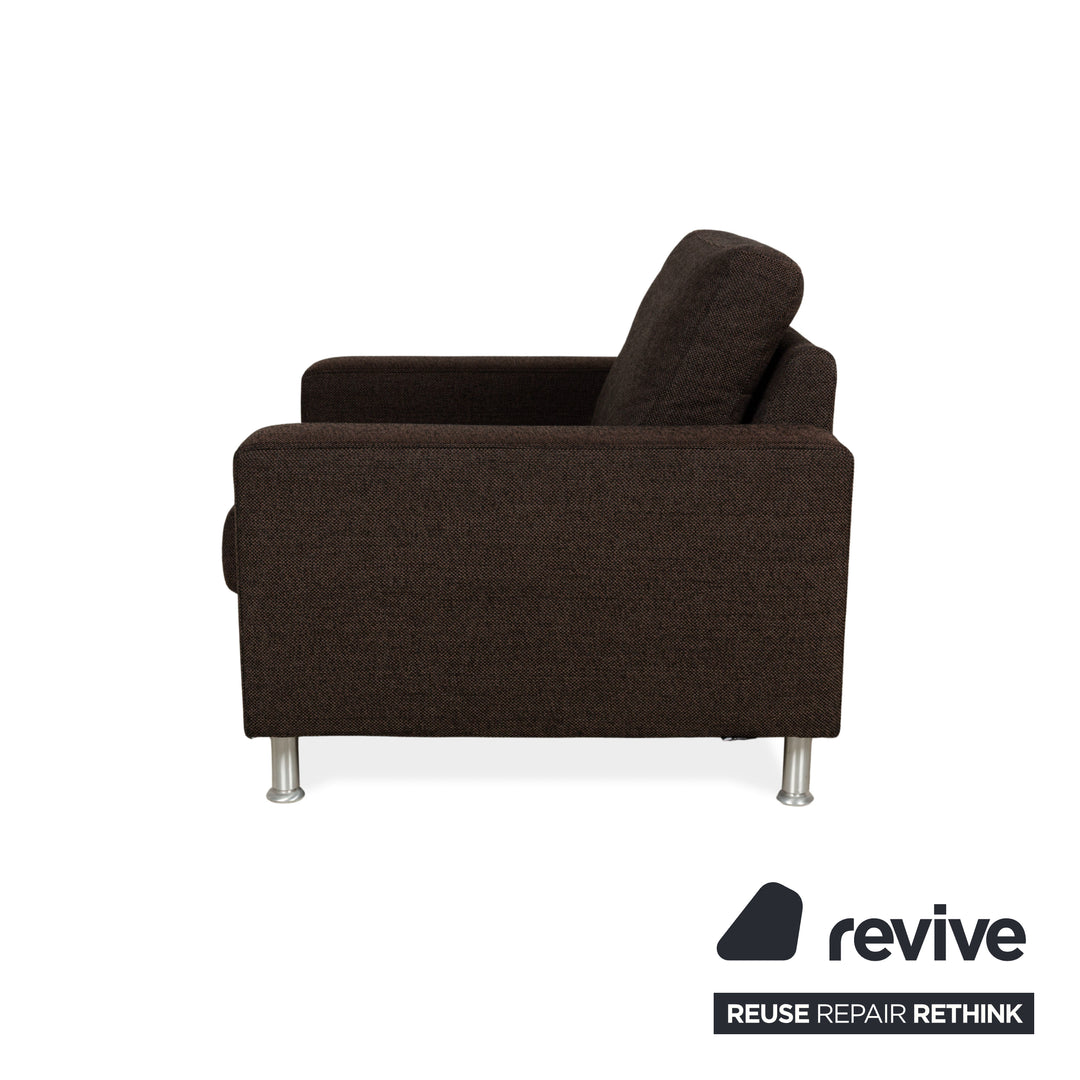 Fauteuil en tissu Concept Plus Ewald Schillig avec tabouret noir