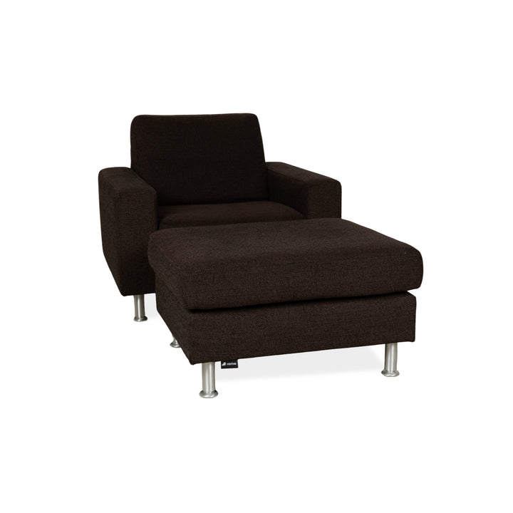 Fauteuil en tissu Concept Plus Ewald Schillig avec tabouret noir