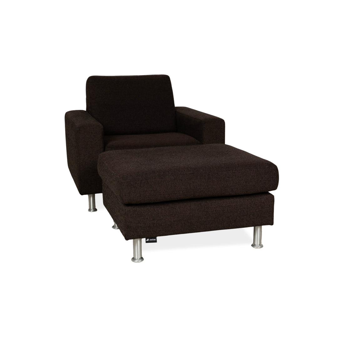 Ewald Schillig Concept Plus fabric armchair including stool black
