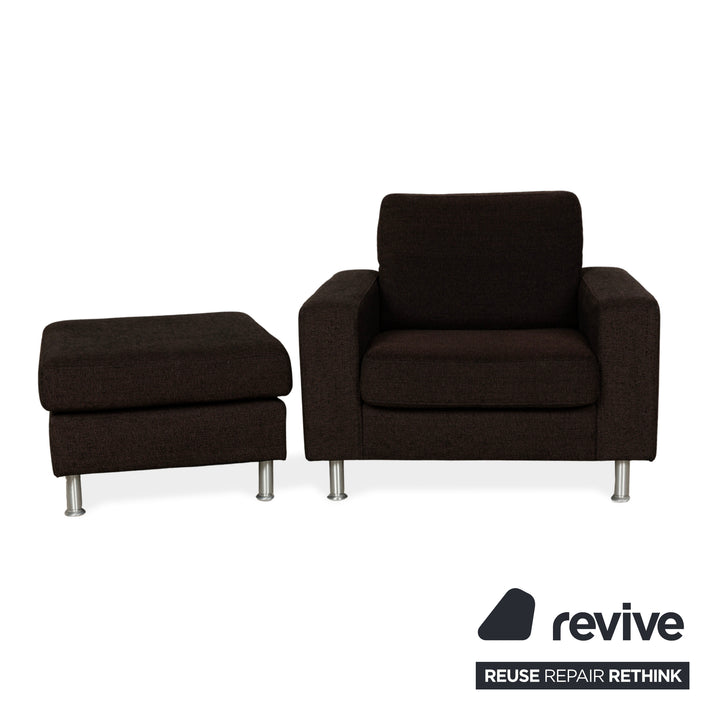 Fauteuil en tissu Concept Plus Ewald Schillig avec tabouret noir