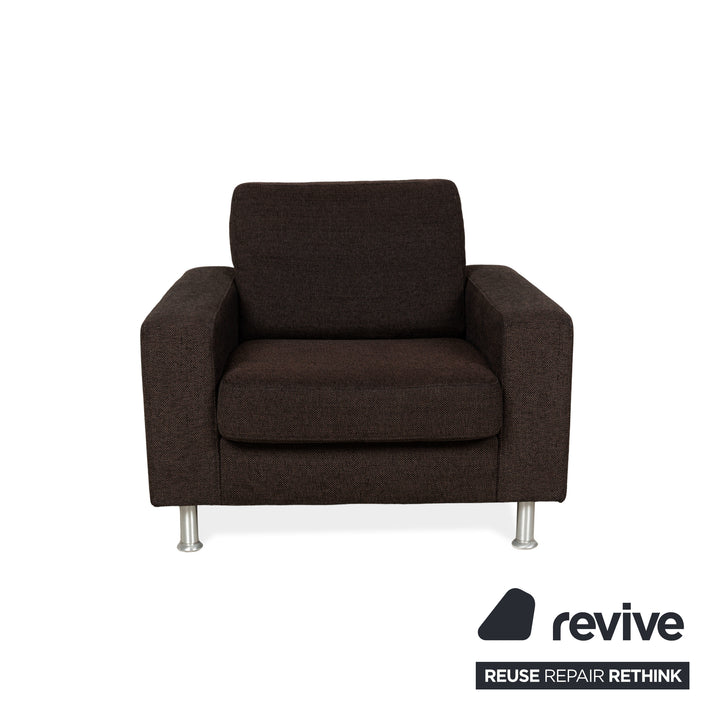 Fauteuil en tissu Concept Plus Ewald Schillig avec tabouret noir