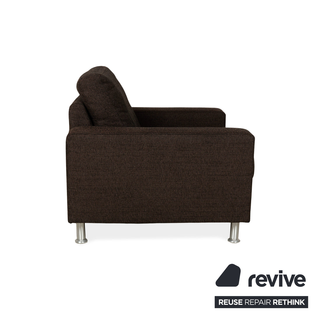 Fauteuil en tissu Concept Plus Ewald Schillig avec tabouret noir