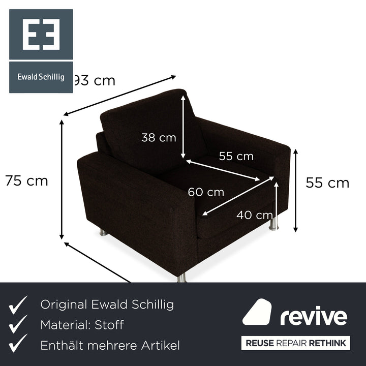 Fauteuil en tissu Concept Plus Ewald Schillig avec tabouret noir