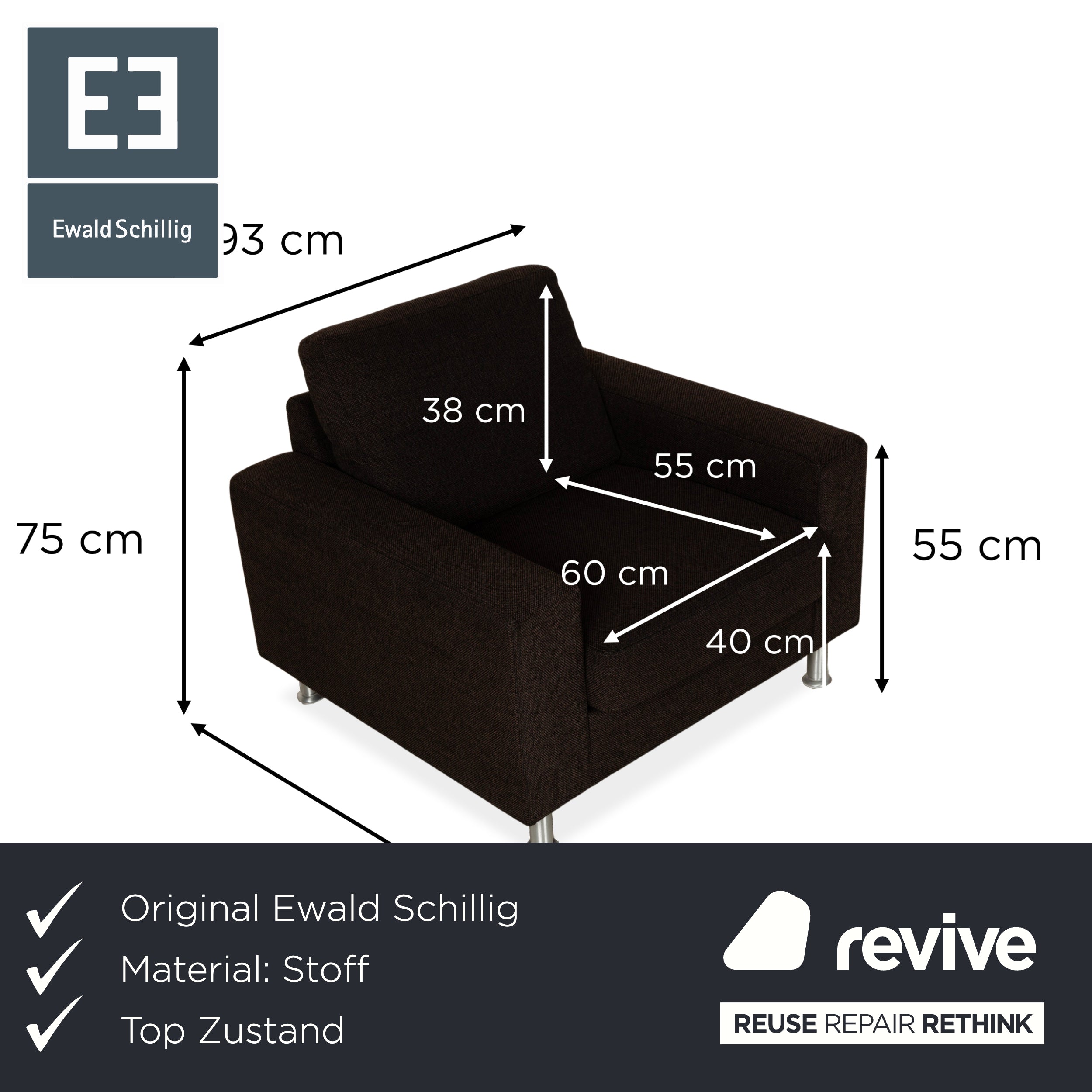 Ewald Schillig Fauteuil Concept Plus en tissu noir
