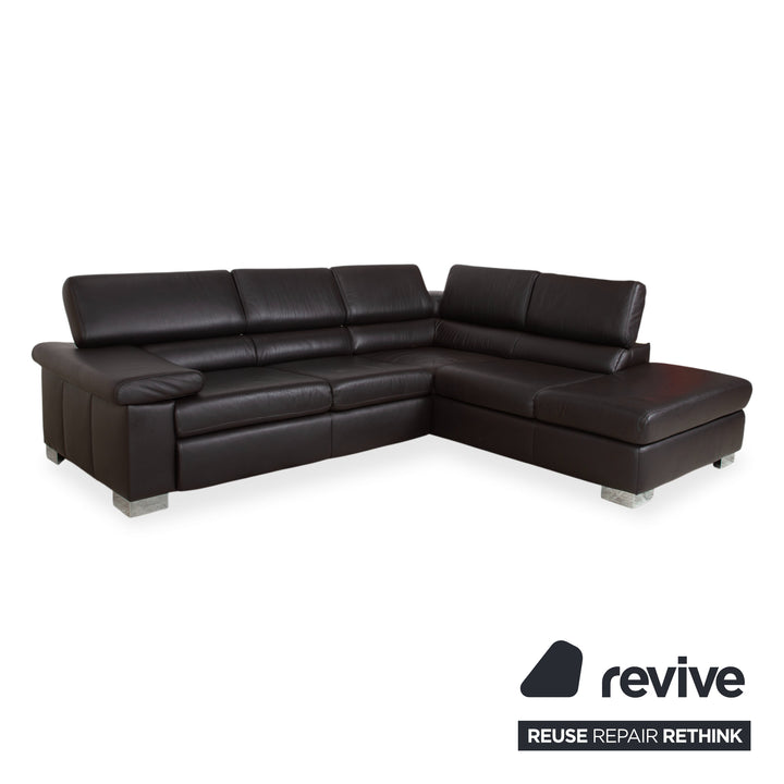 Ewald Schillig Courage Garnitur Leder Ecksofa Hocker Braun manuelle Funktion Sofa Couch
