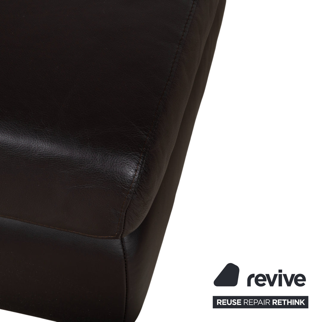 Ewald Schillig Courage Garnitur Leder Ecksofa Hocker Braun manuelle Funktion Sofa Couch